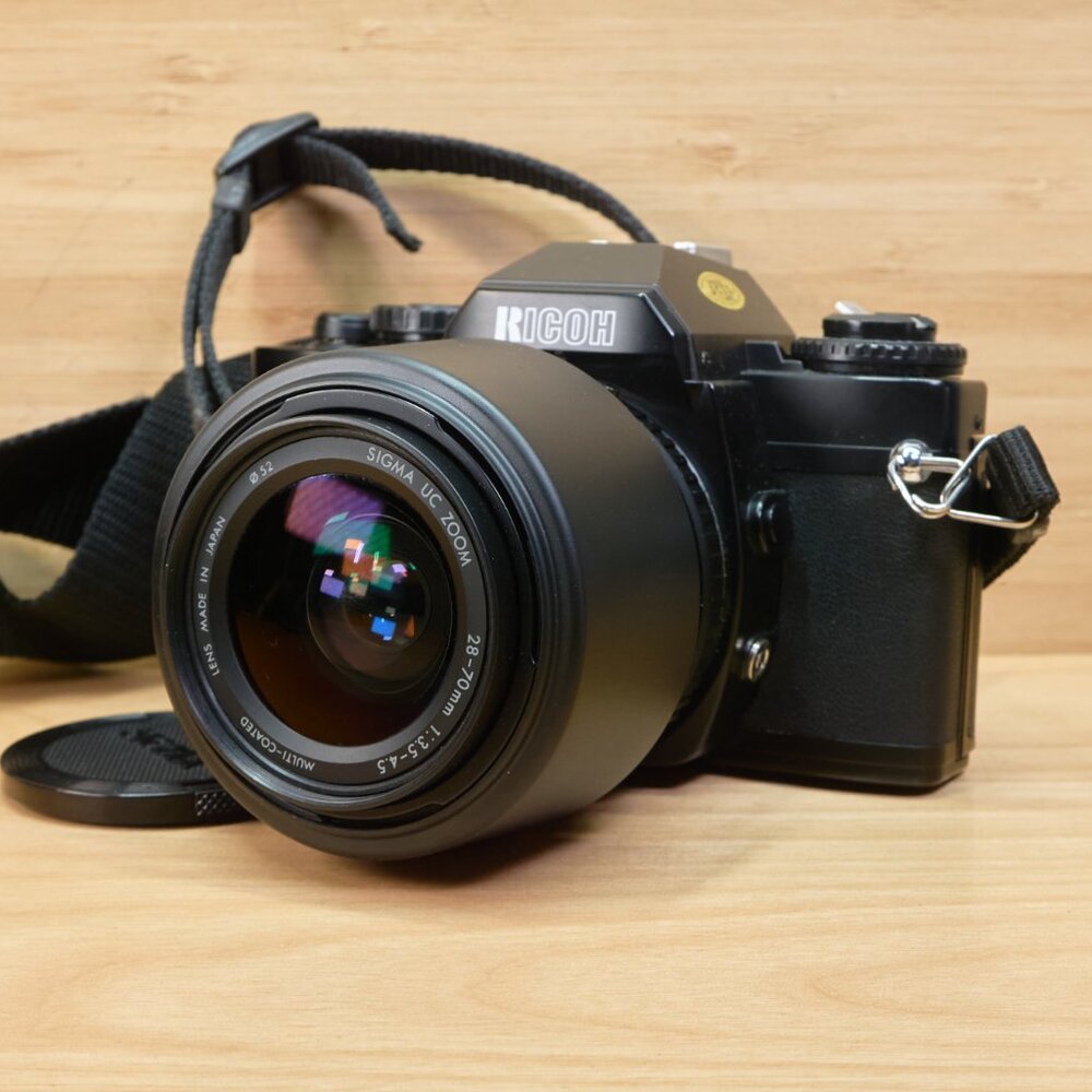 Ricoh KR-10x SLR Film Camera, with Sigma 28-70mm UC Zoom Lens, Made in Japan